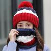 2PCS/Set Warm Scarf Set Neck Protection Beanies Hat Winter Knitted Hat  Women