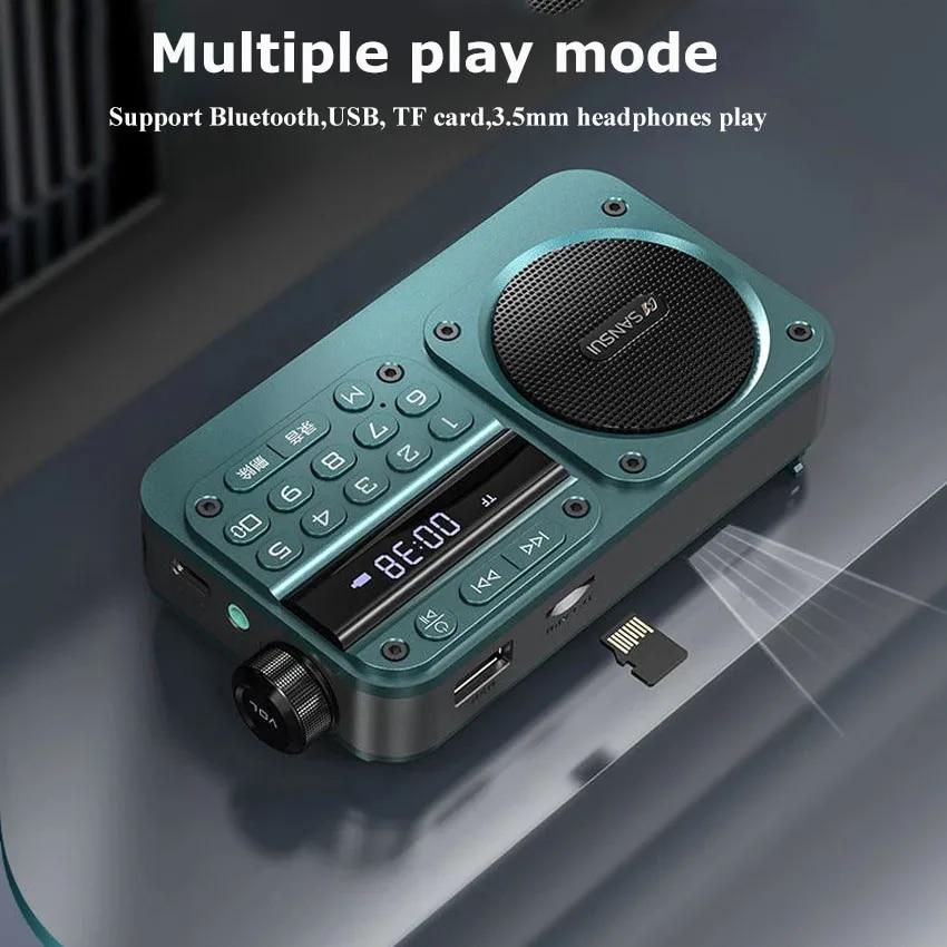 Портативный FM-радио, мини-FM-радиоприемник, уличный Bluetooth-динамик, TF-карта, USB-наушники, MP3-плеер, рекордер 70-108 МГц