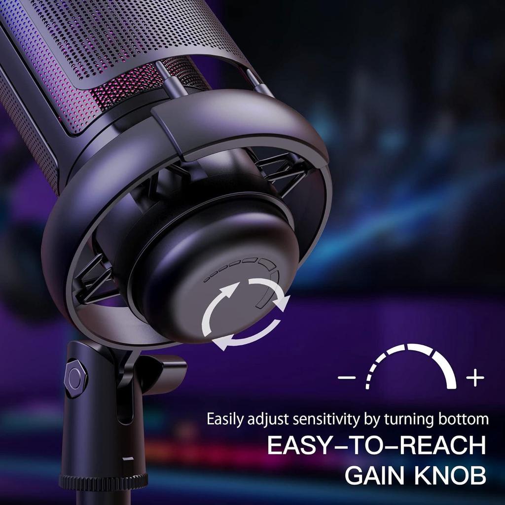 RGB Проводной микрофон-конденсатор для игр, пения, прямых трансляций и записи со звуковой картой (ME6S)