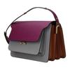 Marni Trunk Color Block Flap Kiss Lock Leather Shoulder Bag Medium Women shoulder bag Gray Purple SBMPN09U75-LV520-Z563N
