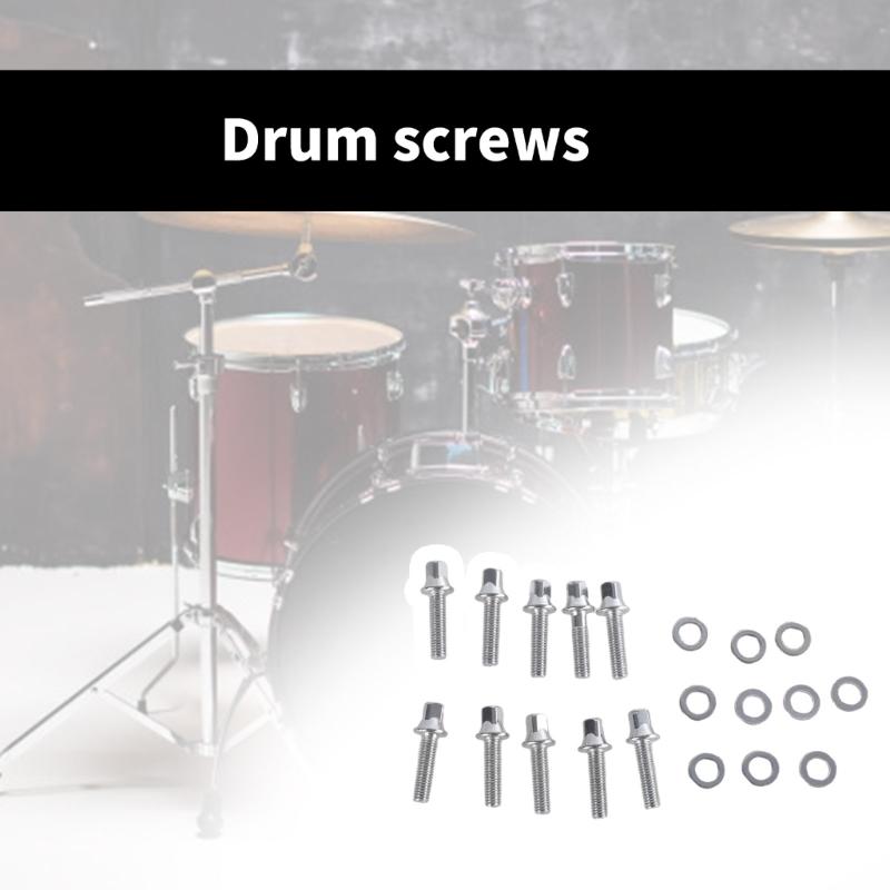 Set of 10 Drum Set Hardware Screws Drum Assembly Screws Drum Maintenance Part Metal Texture for Enhancing Durability