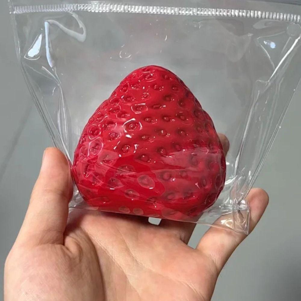Silicone Strawberry Pinch Toy Simulation Cartoon Fidget Toy  Kids Tricky Doll