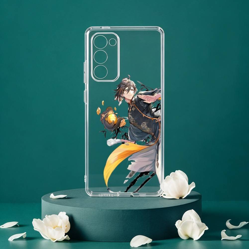 Чехол для телефона Zhongli Genshin Impact для Samsung Galaxy S24 S25 S23 S22 S21 Plus S24 S25 Прозрачный чехол