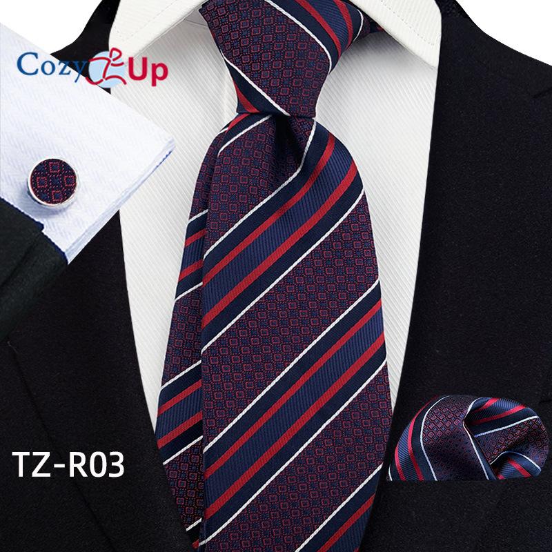 Cozy Up Набор из трех предметов, модный деловой мужской галстук с узором пейсли, включает в себя галстук, запонки, носовой платок