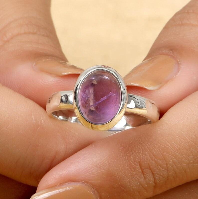 Кольцо с аметистом, серебряное кольцо 925 пробы, кольцо с драгоценным камнем, овальное кольцо, кольцо ручной работы, кольцо с камнем, эффектное кольцо, серебряные украшения