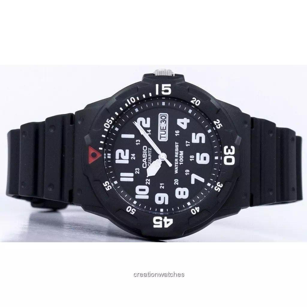 Casio Кварцевые аналоговые мужские часы с черным полимерным ремешком 100 м MRW-200H-1BVDF MRW200H-1BVDF