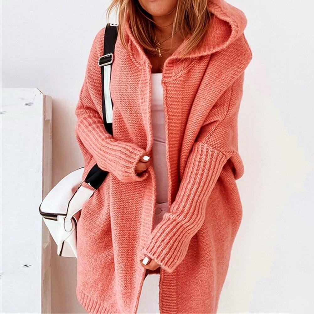 Women Loose Batwing Sleeve Sweaters Autumn New Loose Hooded Sweater Women's Jacket