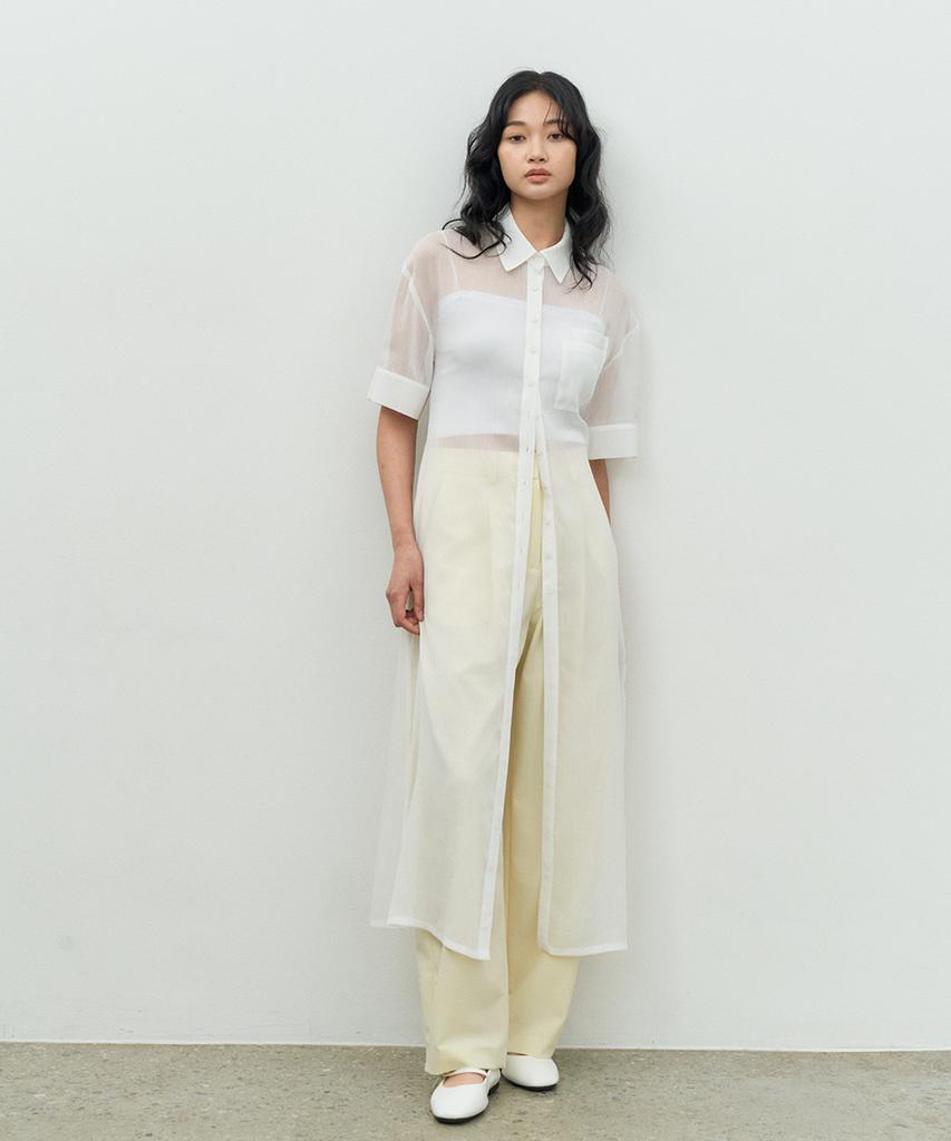 MAKE A TOAST Double-Pleated Curve Pants Light Yellow Mbespa002Ly