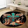 1Pc Cowgirl Boots Hat Circular Print Rug - home decoration Carpet For Living Room Bedroom Flooring Computer Chair Area Rug