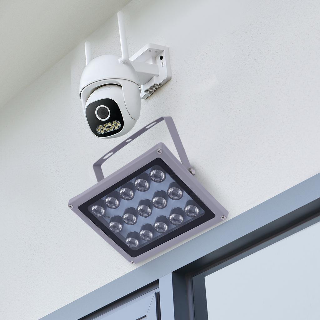 12V 15 LED Infrared Illuminator Light, IR Night Vision Lamp for Security Camera, Wide Angle Illumination, Enhanced Night Vision
