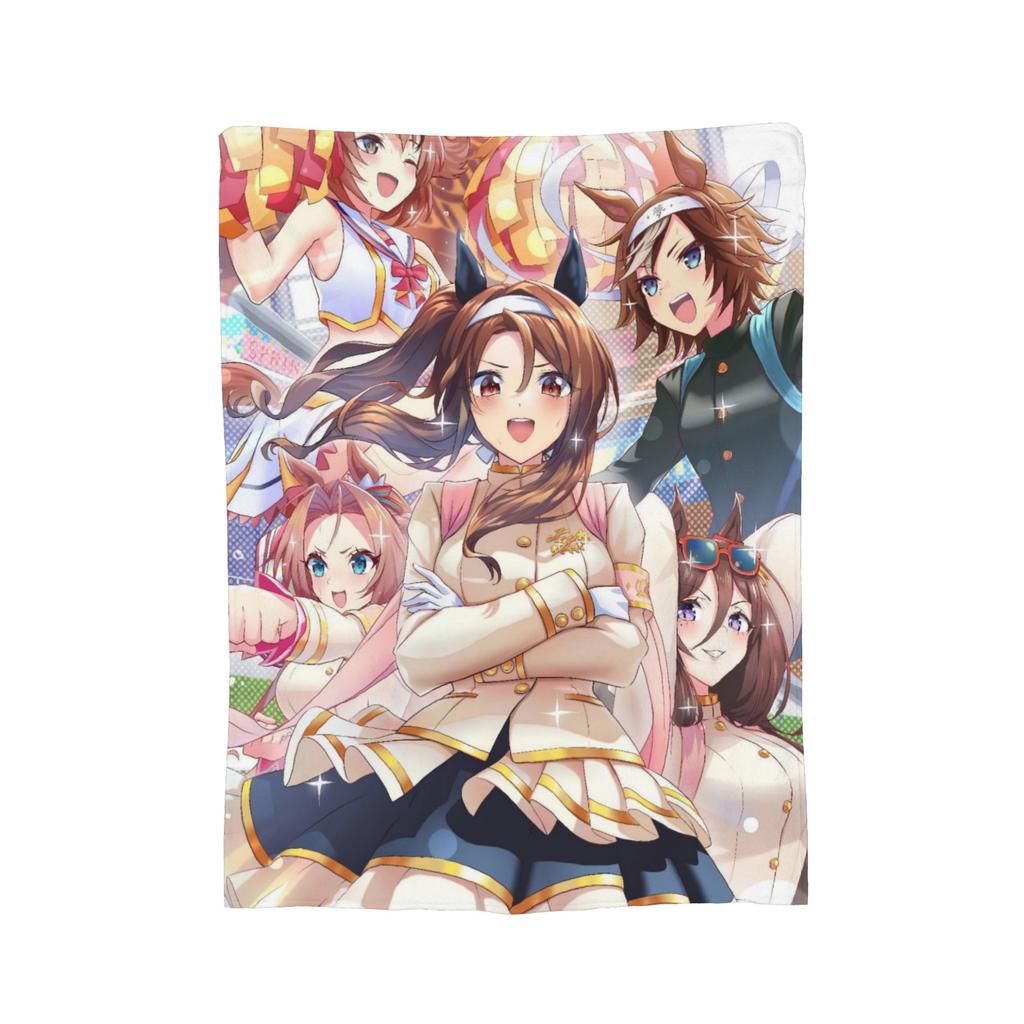 Uma Musume Pretty Derby Blankets Flannel Decoration Multi-function Super Soft Throw Blanket for Sofa Office Bedding Throws