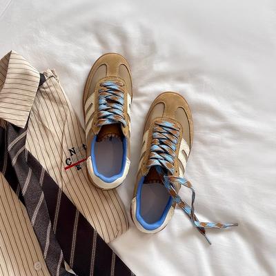 Американские ретро мягкая кожа сочетание цветов немецкие тренировочные туфли женские осень 2025 новая мода спорт и отдых на плоской подошве туфли Форреста Гампа