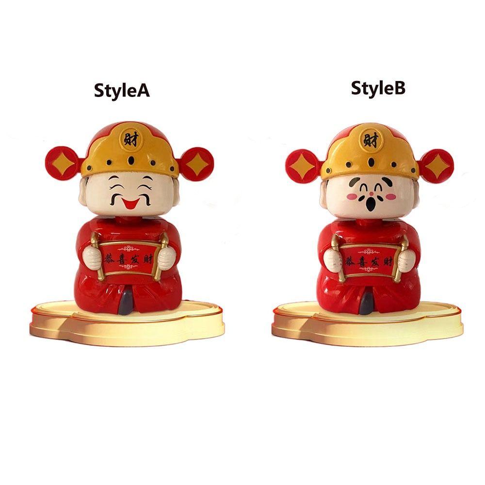 Solar Powered Solar God of Wealth Statue Wealth Attraction Automatic Nodding Nodding God of Wealth Ornament New Year Gift ABS
