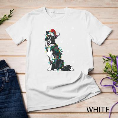Border Collie Wrapped In Christmas Lights Dog Unisex T-shirt