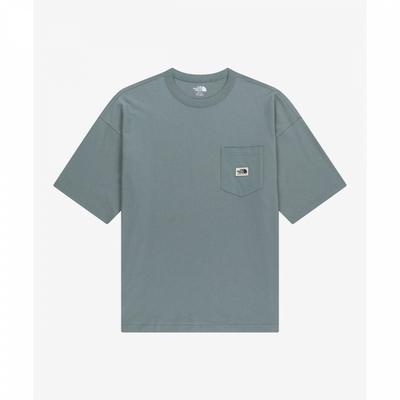 The North Face Карманная футболка с коротким рукавом, круглая, серовато-синяя Nt7us01l