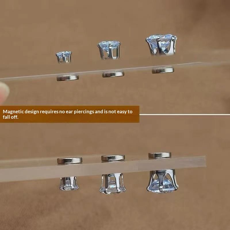 Magnetic Cubic Zirconia Ear Clips No Piercing Required 1/2Pcs Non-irritating Fake Earrings for Women Girls Gifts