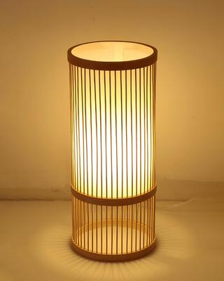 Плетеный бамбуковый торшер AOVOCO, светодиодная настольная лампа, напольная лампа, диаметр 18 см x высота 42 см, японский стиль, полностью собран, светодиодный, напольный,