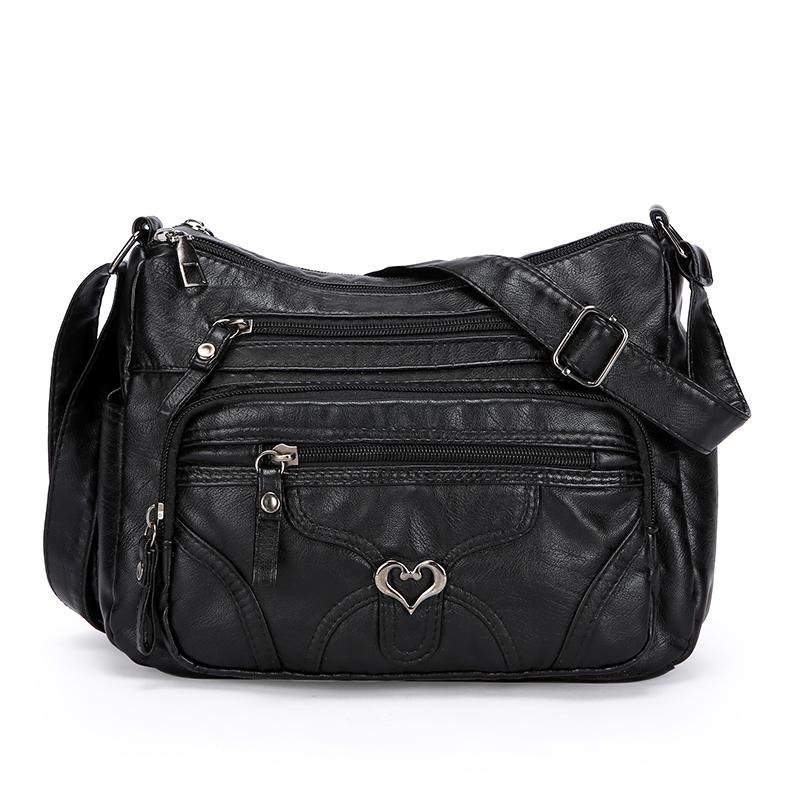 Women Shoulder Bag Large Capacity Multi-Layer Soft Leather Middle-Aged Mother Bag