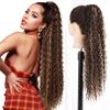 Synthetic Clip In Ponytail Extensions Long Afro Curly Corn Wave For Women Daily Use
