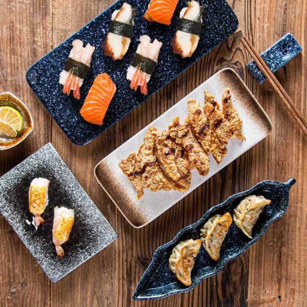 Керамическая тарелка для суши в японском стиле, изысканная десертная тарелка, плоские тарелки, ресторан