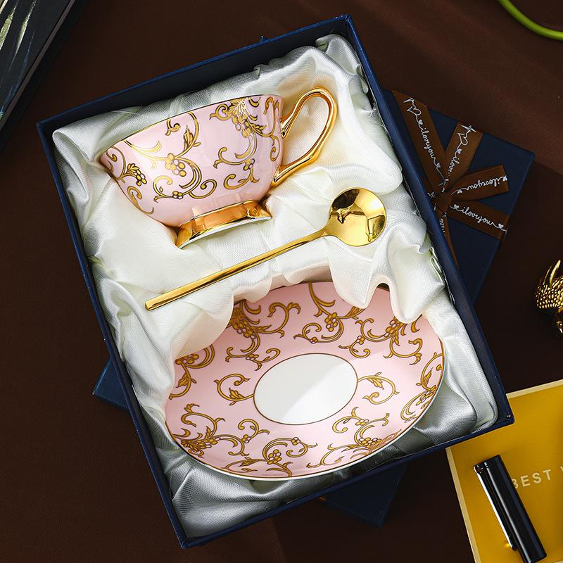 Элегантный кофейный набор из европейского костяного фарфора - Изысканный ретро подарок для послеобеденного чая