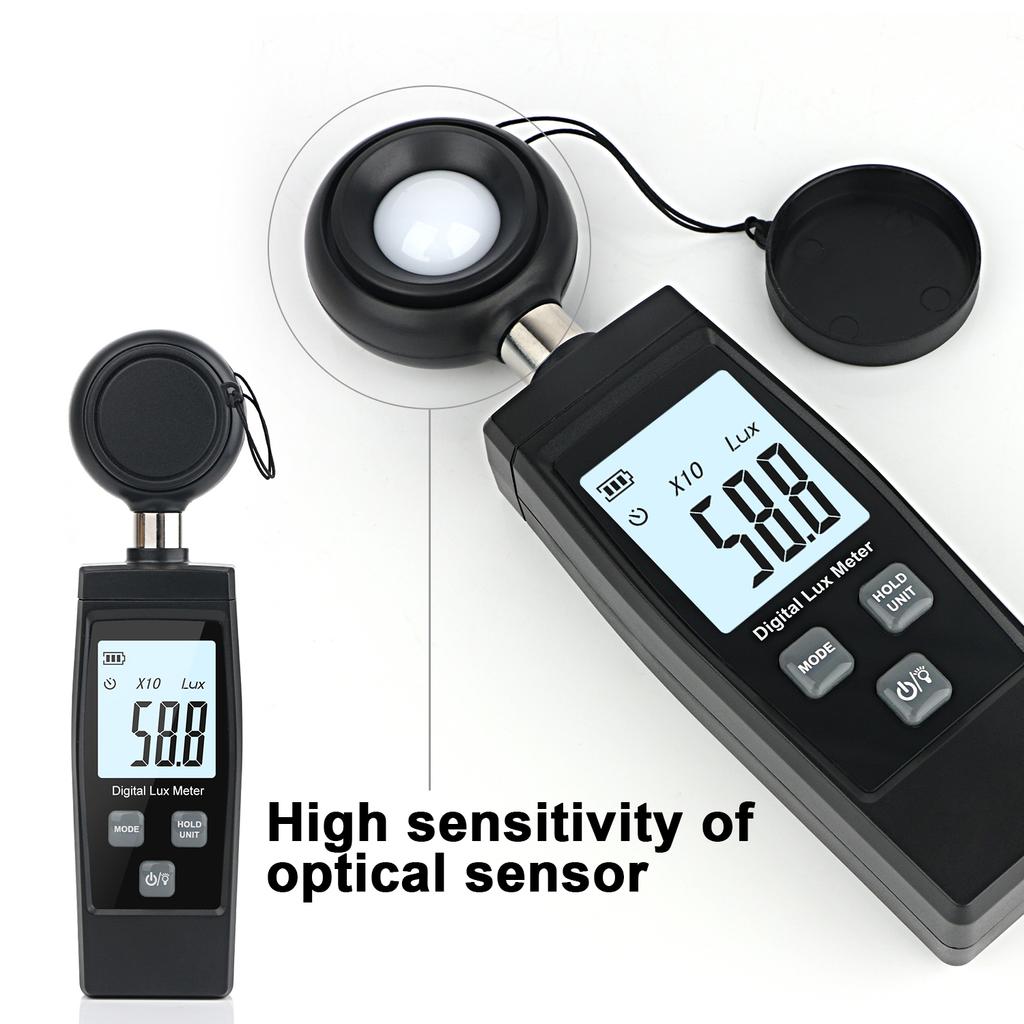 Light Meter Handheld Lux Meter for Ambient Light Intensity Monitoring Digital Photometer Range 200000 Lux Illuminance Sensor