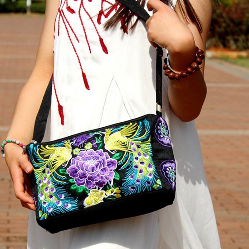 Yogodlns Сумка на плечо Юньнань, сумка с вышивкой в ​​этническом стиле, сумка через плечо, женская сумка, увеличенная тканевая сумка на три молнии, большая вместительная квадратная сумка