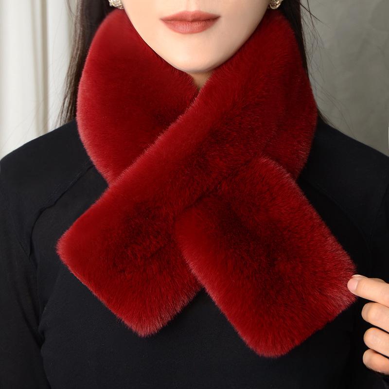 1 шт. Зимний унисекс искусственный мех теплый утолщенный шарф мягкий женский модный универсальный плоский крест шарф