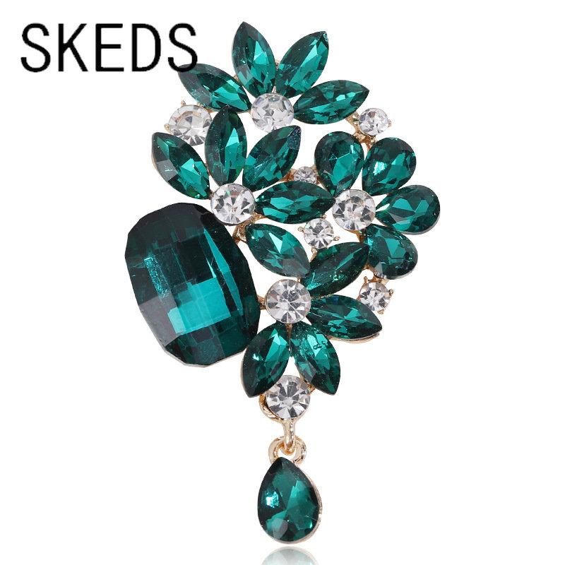 SKEDS Изысканные Женские Девичьи Модные Роскошные Броши-Кулоны со Стразами Ювелирные Изделия Винтажные Высококачественные Блестящие Бутиковые Значки Булавки