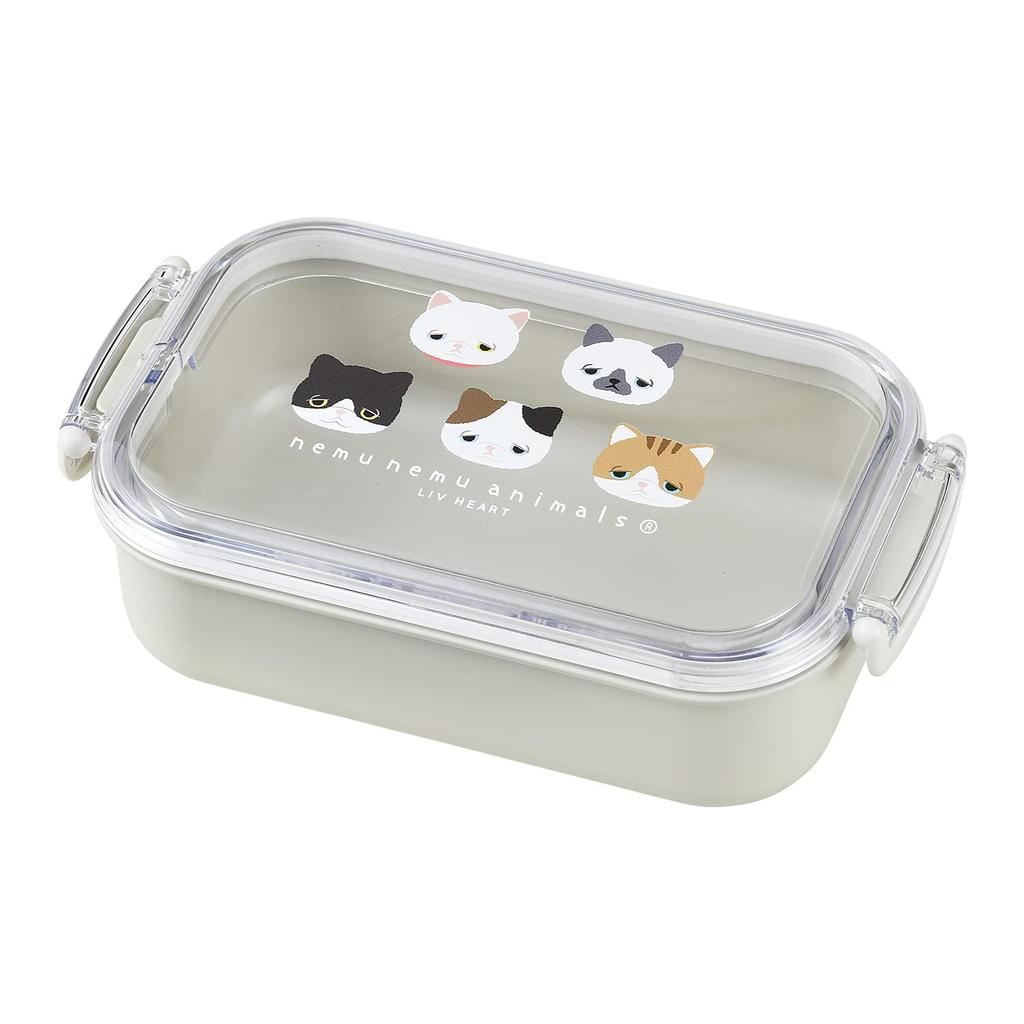 LIV HEART Live Haato Lunch Box Lunch Goods Nemunemu Animals Длина CAT Можно мыть в посудомоечной машине Сделано в Японии (Всего прибл.. 17.5cm) 18111-02