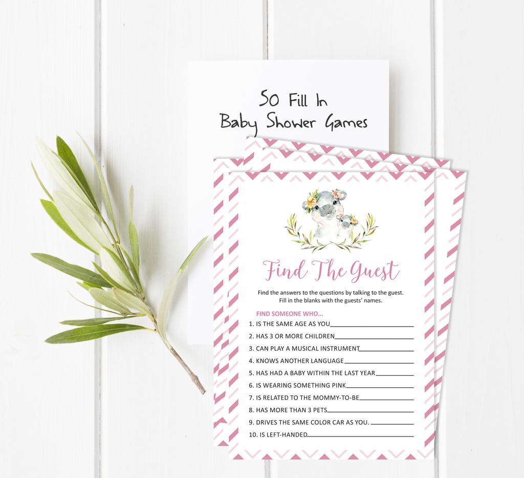 Inkdotpot Игровой набор Baby Shower из 50 игр BabyA AlphabetA ABCA Игра Бегемот Девочка Пол Нейтральная Вечеринка