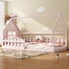 90*200cm Flat Bed, Children's Bed, House Rail, Pink