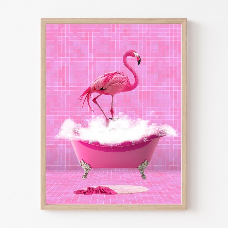 Animal In Vintage Bathtub Elephant Panda Penguin Colorful Posters and Prints Canvas Printing Wall Art Picture for Bathroom Decor