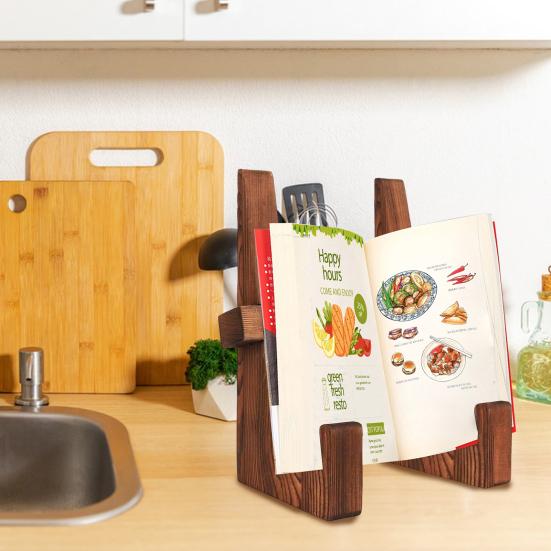 Подставка для кулинарной книги из дерева, кухонная стойка для рецептов, высокая устойчивость, гладкие края, без заусенцев, подставка для кулинарной книги в деревенском стиле