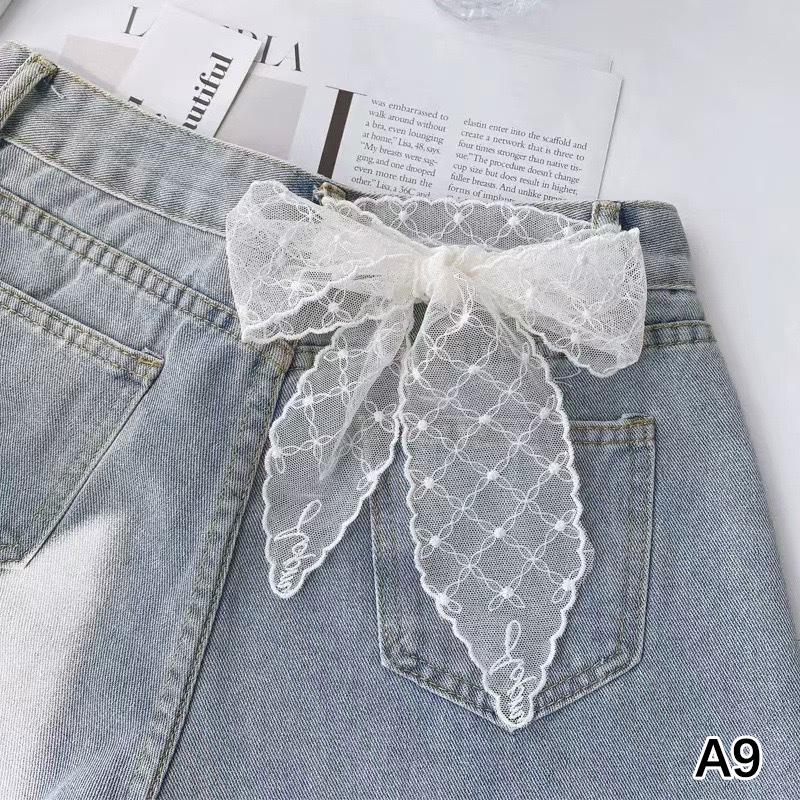 Y2K Long Lace Waistband Bow Floral Lace Waist Belt Tie Up Thin Dress Jeans Belt Summer