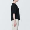MUJI Cool Size BC2JOA4S Women's Short-Sleeved Blouse, Broadcloth, Black, M,