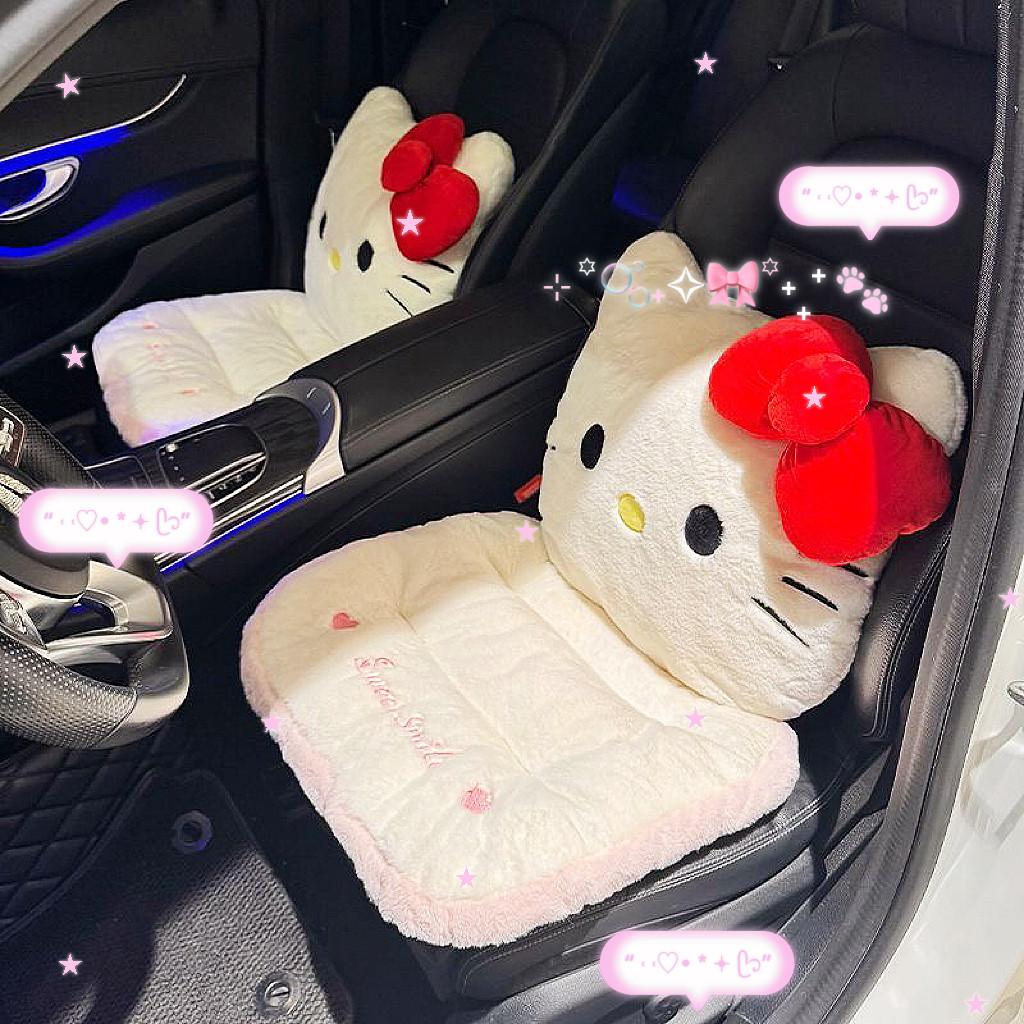 Hello Kitty Car Cushion Kawaii Plush Cushion Car Seat Pad Office Chair Seat Back Cushion Butt Mat Stuffed Waist Back Pad