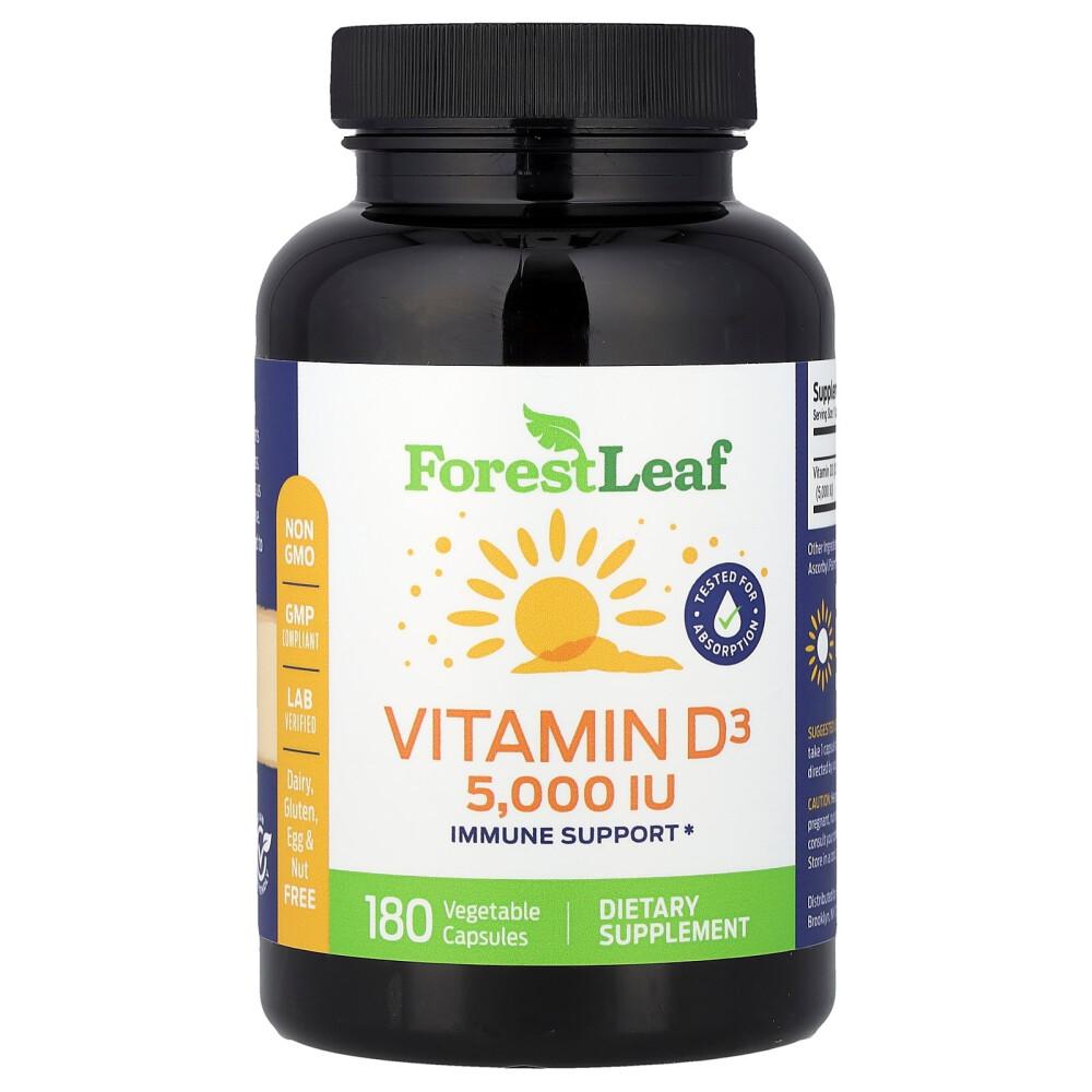 Витамин D3 от iHerb, 125 мкг (5000МЕ) Вегетарианские капсулы, 180 шт.