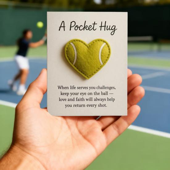 1/2/3Pcs Love Heart Tennis Pocket Hug with Positive Card Emotional Support Heart Shaped Ball