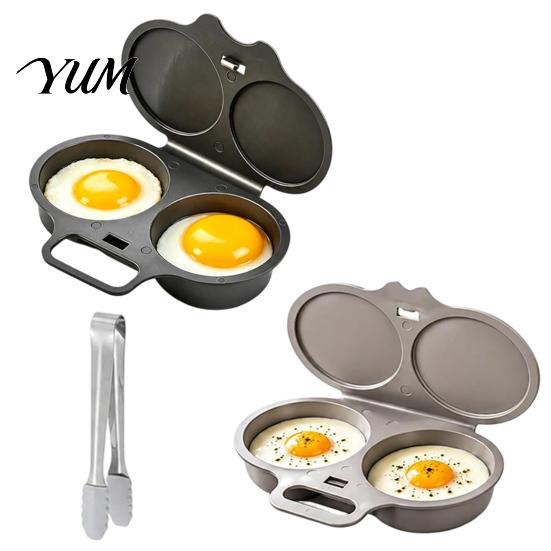 Double Slot Egg Steamer Dual Cavity Microwave Poacher with Lid And Handle, Food Grade Plastic Simple Cooker for Home Steamer, Oil-free Cooking