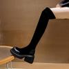 Универсальные бархатные тонкие эластичные ботильоны на высоком каблуке, новые ботфорты на толстой подошве осень-зима 2025, женские высокие сапоги