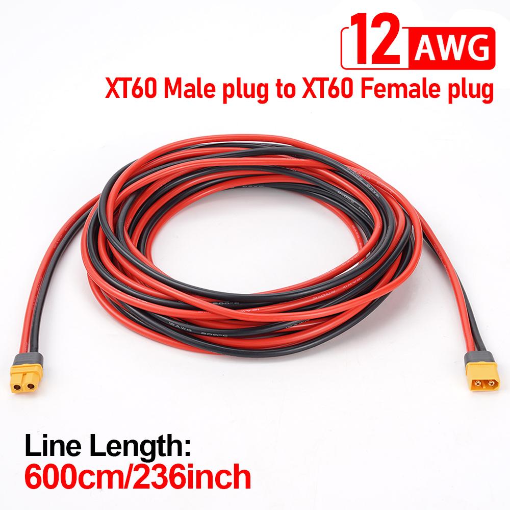 12AWG XT60 Male Turn Female Домашняя батарея для хранения энергии Солнечная панель Перезаряжаемая батарея Соединительный кабель 6 м Подходит для автомобилей RV