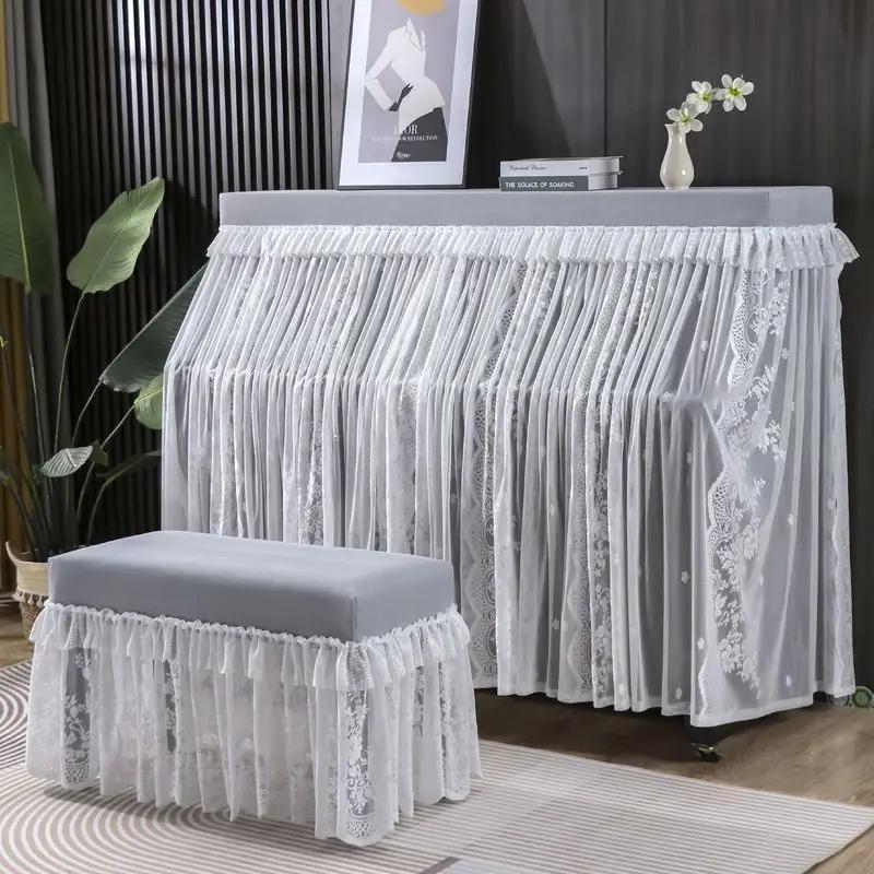 Бархатная кружевная шаль для фортепиано, пылезащитный чехол, шифон с французской вышивкой, защитная ткань для фортепиано, красивая бытовая скамейка, пылезащитная ткань