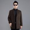 Зимнее мужское кашемировое пальто с карманами и двухсторонним воротником, средней длины, со съемным пуховиком, повседневное шерстяное пальто