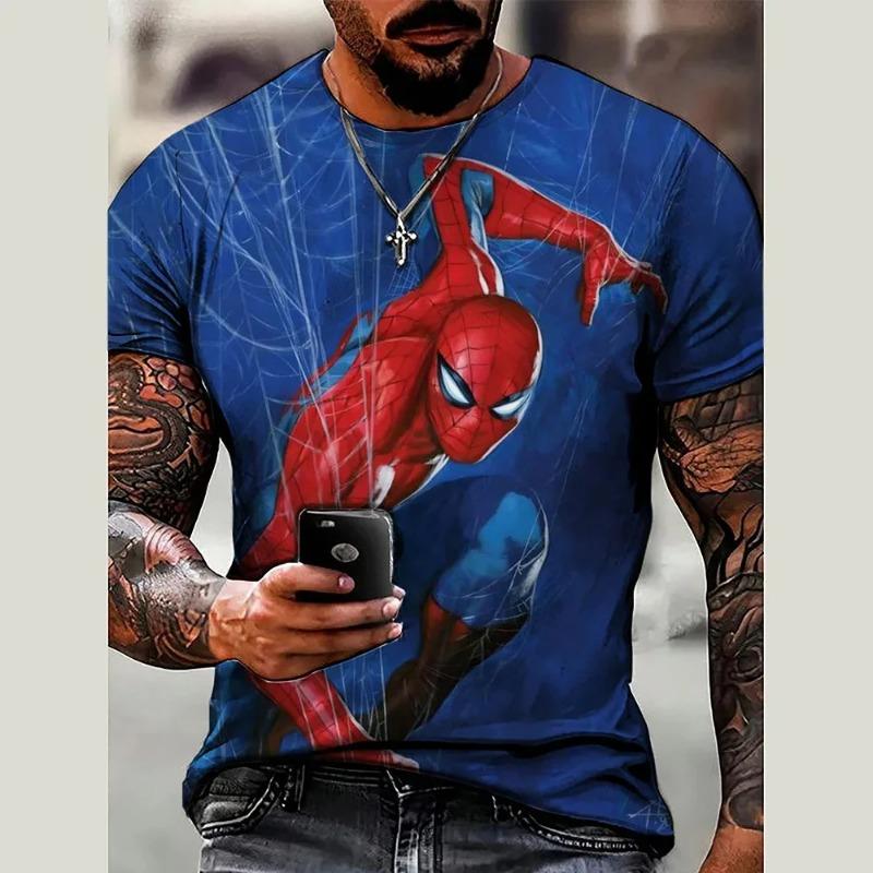 Мужская модная футболка Marvel Человек-паук 3D-печать Летняя с круглым вырезом и коротким рукавом