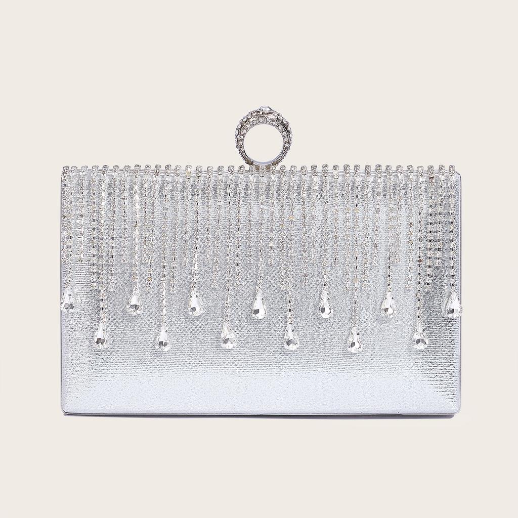 Вечерняя сумочка со стразами и кисточками, модная элегантная серебряная сумочка-клатч, женская сумочка для свадебной вечеринки, черная сумка через плечо