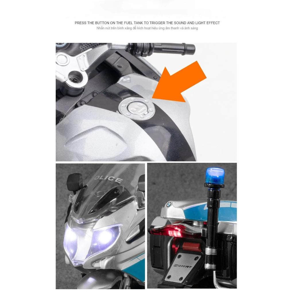 1/12 BMW R1250RT-P Полицейская имитация мотоцикла из сплава Модель амортизаторов Звук и свет Коллекция игрушечных машинок Подарок для детей
