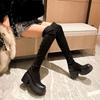 European and American Fashion Super Long Knee Boots Women's Bag Thigh Thin Thick-soled Muffin Long Boots High Heel Elastic Thin Boots