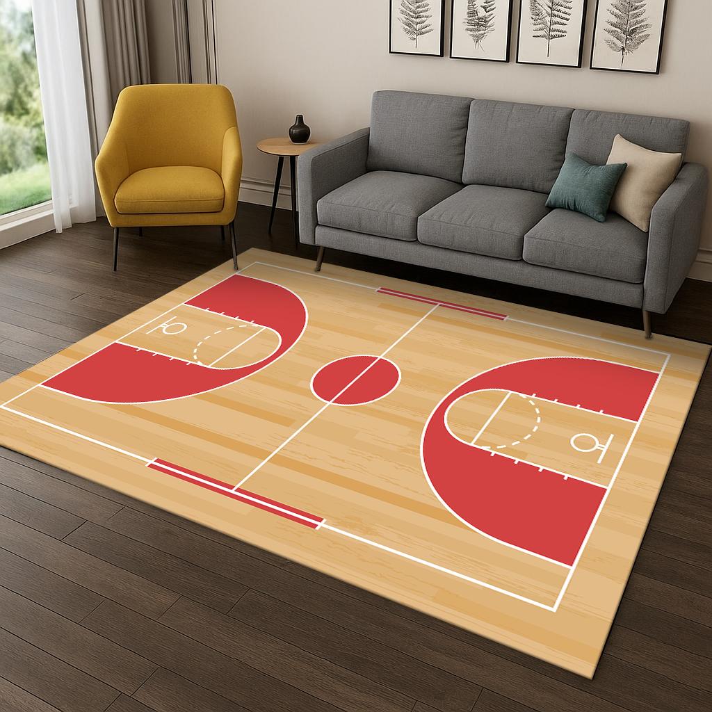 Basketball Court Sports Cartoon Carpet Carpet Rug for Sofa Bedroom Living Room Doormat Home Decor,Kid Game Non-slip Floor Mat