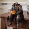 Headless Horseman Statue Resin with LED Warm Glow, Lighted Halloween Horror Figurine Sculpture, Gothic Tabletop Decor for Mantel Bookshelf And